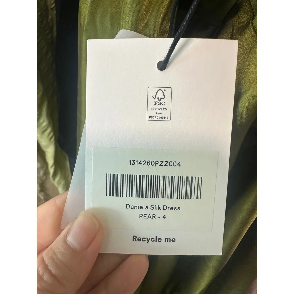 NWT Reformation Daniela Silk Halter Maxi Dress in Pear Satin Evening Gown 4 - Picture 9 of 10